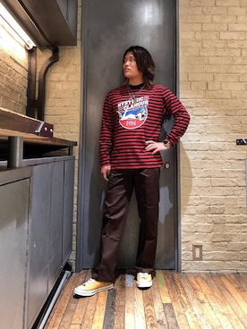「70'sコーデ」｜「アイテム（アクセサリー）」を使った、吉川修平さん（メンズ・175cm）の秋コーディネート