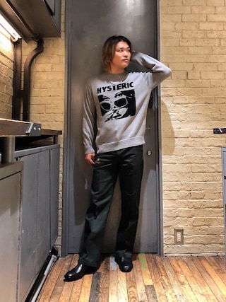 HYSTERIC ヒステリックダークグレー メッシュニット HYSTERIC GLAMOUR（ヒステリックグラマー）の「STILL CRAZY編込