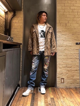 「ロンt」｜「アイテム（ジャケット/アウター）」を使った、吉川修平さん（メンズ・175cm）の秋コーディネート