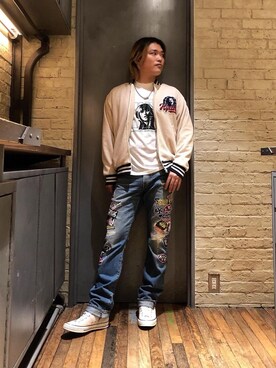 「ロンt」｜「アイテム（その他アウター）」を使った、吉川修平さん（メンズ・175cm）の秋コーディネート
