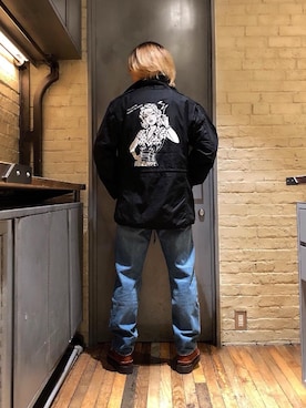 「でにむ」｜「アイテム（ミリタリージャケット）」を使った、吉川修平さん（メンズ・175cm）の秋コーディネート