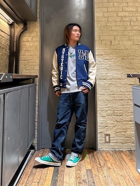 「でにむ」｜「アイテム（スタジャン）」を使った、吉川修平さん（メンズ・175cm）の冬コーディネート
