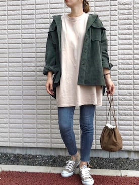 「シンプルおしゃれが好き」｜「アイテム（ミリタリージャケット）」を使った、chiiさん（レディース・164cm）の秋コーディネート