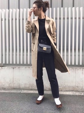 「archives（アルシーヴ）のアイテム（トレンチコート）」を使った、chiiさん（レディース・164cm）の冬コーディネート
