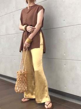 「サテンパンツ」｜「アイテム（チュニック）」を使った、chiiさん（レディース・165cm）の夏コーディネート