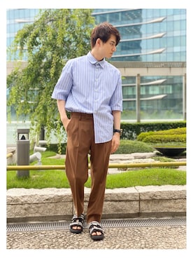 「PUBLIC TOKYO（パブリックトウキョウ）のトロウールテーパードスラックス（スラックス）」を使った、PUBLIC TOKYO 生部さん（メンズ・168cm）の夏コーディネート