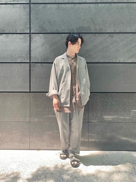 「セットアップコーデ」｜「アイテム（ノーカラージャケット）」を使った、PUBLIC TOKYO 生部さん（メンズ・168cm）の夏コーディネート