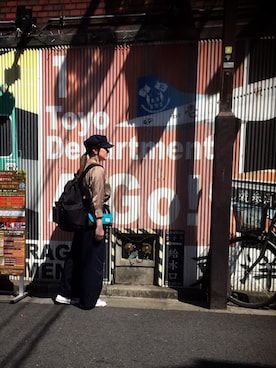 「アイテム（ボディバッグ/ウエストポーチ、ブルー系）」を使った、ᵒϋෆ*maiiさん（レディース・154cm）の春コーディネート