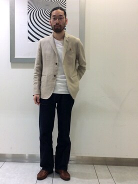 「WORK NOT WORK URBAN RESEARCH（ワークノットワークアーバンリサーチ）のアイテム（テーラードジャケット）」を使った、島林 裕樹さん（メンズ・177cm）の春コーディネート