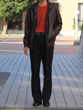 「CELINE（セリーヌ）のアイテム（ブルゾン）」を使った、スズキさん（メンズ・182cm）の冬コーディネート