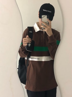 「アイテム（その他トップス、ブラウン系）」を使った、KEI(youthloser)さん（メンズ・165cm）の春コーディネート