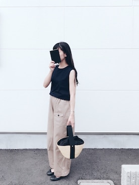 「MUJI」｜「アイテム（バレエシューズ）」を使った、まきこさん（レディース・152cm）の夏コーディネート