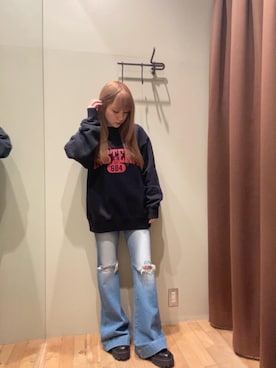 「でにむ」｜「アイテム（スウェット）」を使った、ヵさん（レディース・155cm）の冬コーディネート