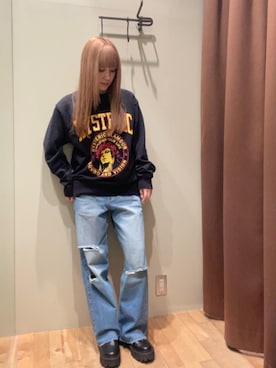 「でにむ」｜「アイテム（スウェット）」を使った、ヵさん（レディース・155cm）の冬コーディネート
