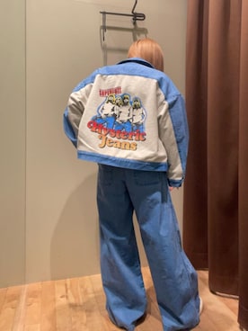 「ワイドパンツ 」｜「アイテム（デニムジャケット）」を使った、ヵさん（レディース・155cm）の冬コーディネート