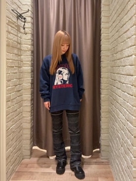 「でにむ」｜「アイテム（スウェット）」を使った、ヵさん（レディース・155cm）の冬コーディネート