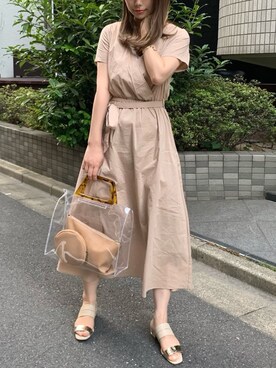 「a.g.plus（エージープラス）のアイテム（バッグ）」を使った、ちゃきさん（レディース・157cm）の夏コーディネート