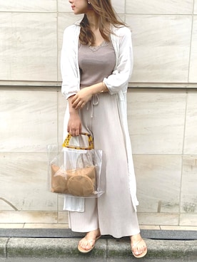 「a.g.plus（エージープラス）のアイテム（バッグ）」を使った、ちゃきさん（レディース・157cm）の夏コーディネート