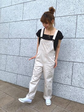 「sango（sango）のアイテム（サロペット/オーバーオール）」を使った、ちゃきさん（レディース・158cm）の夏コーディネート