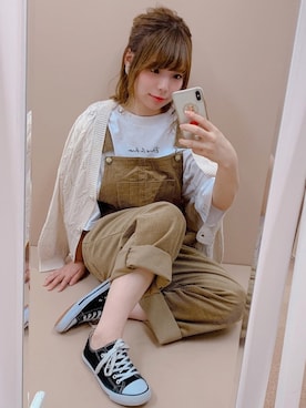 「sango（sango）のアイテム（サロペット/オーバーオール）」を使った、ちゃきさん（レディース・158cm）の秋コーディネート