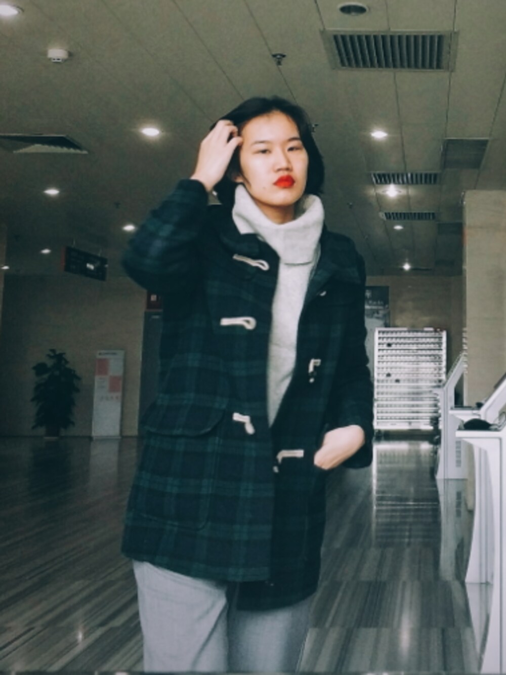 UNIQLO（ユニクロ）の「WOMEN ウールブレンドダッフルコート（チェック