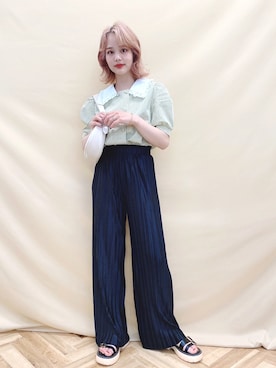 「ダブルボタン」｜「アイテム（スラックス）」を使った、jumelleさん（レディース・151cm）の夏コーディネート