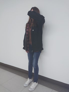 「JUNRED（ジュンレッド）のアイテム（ブルゾン）」を使った、SERINAさん（レディース・153cm）の秋コーディネート