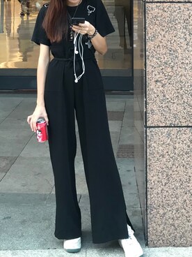 「ZARA（ザラ）のアイテム（サロペット/オーバーオール）」を使った、Cola(:さん（レディース・163cm）の夏コーディネート