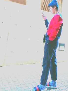 「ARMANI（アルマーニ）のアイテム（パンツ）」を使った、シロガネさん（メンズ・180cm）の冬コーディネート