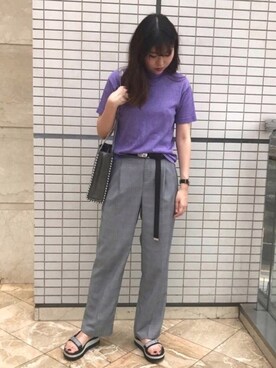 「MERCURYDUO（マーキュリーデュオ）のアイテム（スラックス）」を使った、MARIさん（レディース・165cm）の夏コーディネート