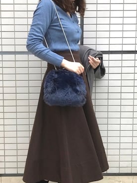 「ニットカーディガン」｜「アイテム（ライダースジャケット）」を使った、MARIさん（レディース・165cm）の秋コーディネート