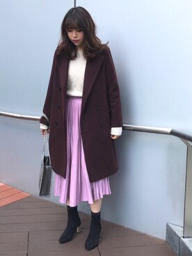 「ADAM ET ROPE'（アダムエロペ）のアイテム（チェスターコート）」を使った、MARIさん（レディース・165cm）の秋コーディネート
