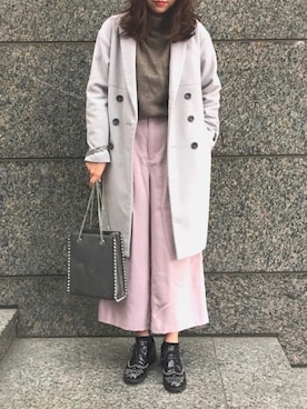 「ボートネック」｜「アイテム（その他アウター）」を使った、MARIさん（レディース・165cm）の冬コーディネート