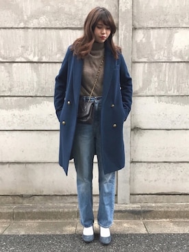「ハイウエストストレートジーンズ」｜MARIさん（レディース・165cm）の冬コーディネート