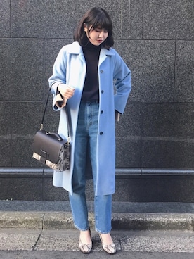 「ADAM ET ROPE'（アダムエロペ）のアイテム（ステンカラーコート）」を使った、MARIさん（レディース・165cm）の冬コーディネート