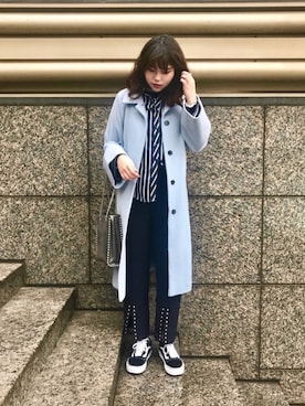 「ADAM ET ROPE'（アダムエロペ）のアイテム（ステンカラーコート）」を使った、MARIさん（レディース・165cm）の春コーディネート