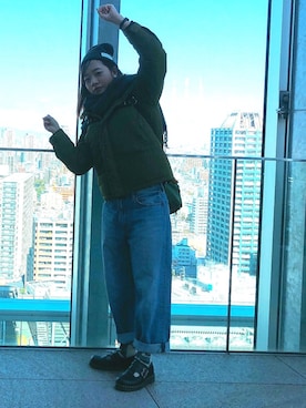 「大阪旅行」｜「アイテム（ダウンジャケット/コート）」を使った、ちゃないさん（レディース・164cm）の冬コーディネート