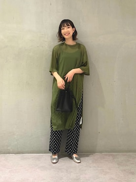 「シアーワンピース」｜「アイテム（バレエシューズ）」を使った、ayaさん（レディース・162cm）の春コーディネート
