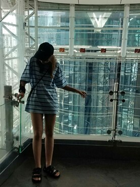 「DAWNのアイテム」を使った、Choeyさん（レディース・161cm）の夏コーディネート
