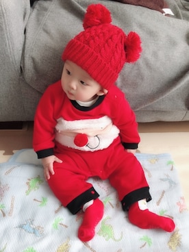 「クリスマスコーデ」｜「アイテム（ソックス/靴下）」を使った、ritoさん（キッズ・80cm）の冬コーディネート