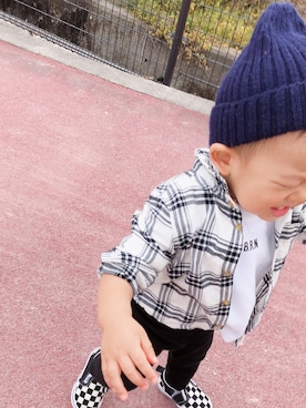 「ザノースフェイス」｜「アイテム（スリッポン）」を使った、ritoさん（キッズ・80cm）の秋コーディネート