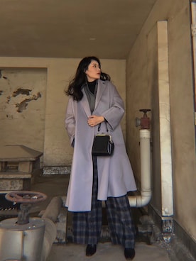 「アイテム（ダッフルコート、パープル系）」を使った、煙女呱さん（レディース・172cm）の冬コーディネート