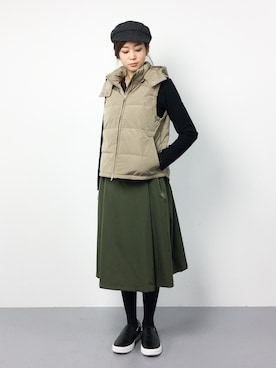 「FRAMeWORK（フレームワーク）のアイテム（ダウンベスト）」を使った、mihiroさん（レディース・156cm）の冬コーディネート