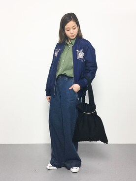 「179/WG（イチナナキュウダブルジー）のアイテム（ブルゾン）」を使った、mihiroさん（レディース・156cm）の冬コーディネート