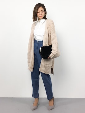 「LAPUIS（ラピュイ）のアイテム（クラッチバッグ）」を使った、mihiroさん（レディース・156cm）の冬コーディネート