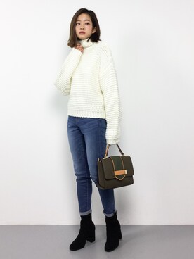 「PLAIN CLOTHING（プレーンクロージング）のアイテム（ブーツ）」を使った、mihiroさん（レディース・156cm）の冬コーディネート