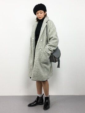 「DOUBLE NAME（ダブルネーム）のアイテム（その他アウター）」を使った、mihiroさん（レディース・156cm）の冬コーディネート