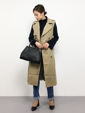 「MODE ROBE（モードローブ）のアイテム（トレンチコート）」を使った、mihiroさん（レディース・156cm）の冬コーディネート