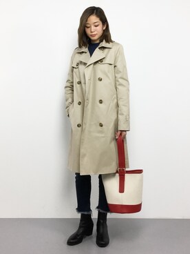 「Ungrid（アングリッド）のインディゴフレイドヘムストスリ（デニムパンツ）」を使った、mihiroさん（レディース・156cm）の冬コーディネート