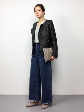 「Accessorize（アクセサライズ）のアイテム（クラッチバッグ）」を使った、mihiroさん（レディース・156cm）の冬コーディネート